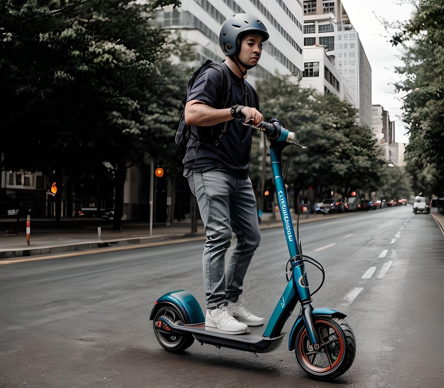 person on scooter wearing helmet