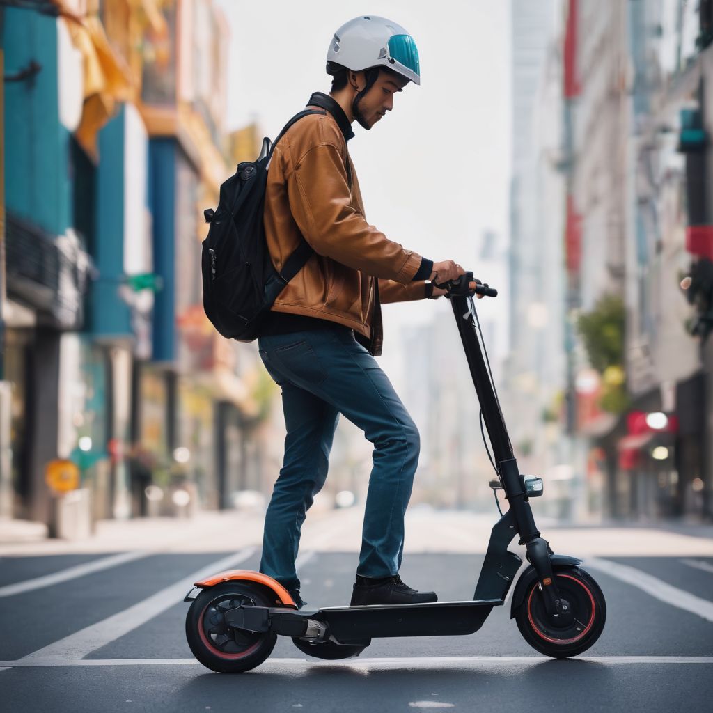 Rider Wearing Helmet New EKick Scooter